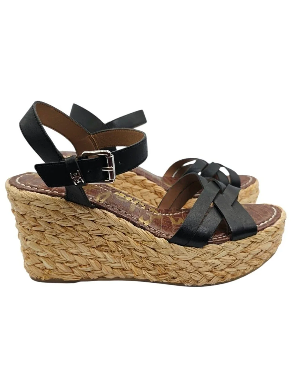 Sam Edelman Darline Black Woven Espadrille Wedge Sandals Size 9M
